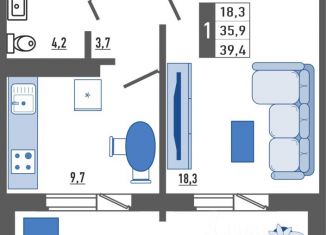 1-ком. квартира на продажу, 39.4 м2, Орловская область
