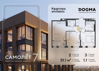 Продается двухкомнатная квартира, 51.1 м2, Краснодар, Прикубанский округ
