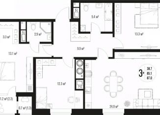 Продается трехкомнатная квартира, 87 м2, Астраханская область