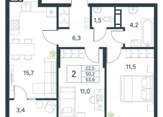 Продается 2-ком. квартира, 53.6 м2, Забайкальский край