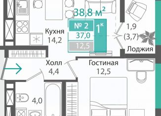 Продажа 1-ком. квартиры, 37 м2, Симферополь