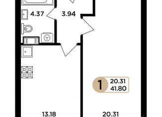 1-ком. квартира на продажу, 41.8 м2, Самара, Куйбышевский район