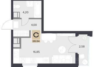 Продам квартиру студию, 26.34 м2, Рязань