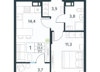 Продам 1-комнатную квартиру, 37.1 м2, Чита