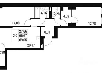 Продам 2-комнатную квартиру, 69.05 м2, Самара, проспект Масленникова, 7А