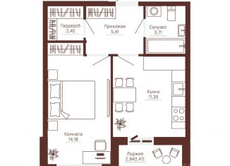 Продается 1-комнатная квартира, 38.56 м2, Пермь