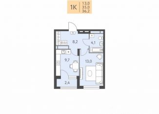 1-ком. квартира на продажу, 36.2 м2, Пермский край, улица Левченко, 8