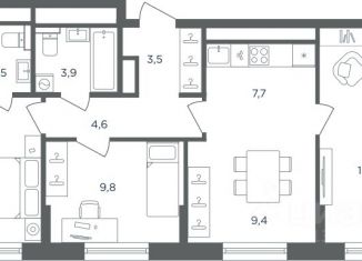 Продам 3-комнатную квартиру, 69.6 м2, Пермь, Индустриальный район