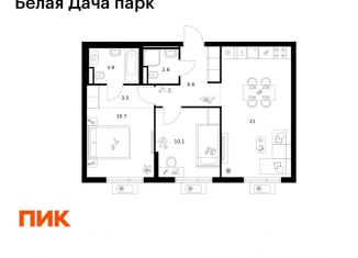 Продаю 2-ком. квартиру, 58.4 м2, Московская область