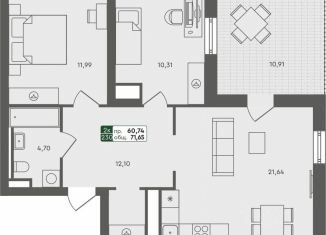Продам 2-ком. квартиру, 71.65 м2, село Пушкино