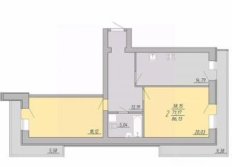 Продается двухкомнатная квартира, 86.13 м2, Тверь