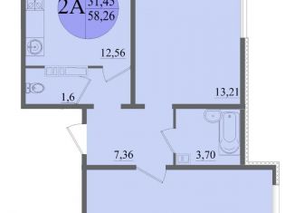 2-комнатная квартира на продажу, 58.26 м2, Севастополь