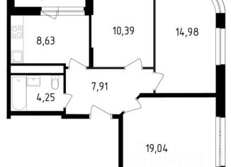 Продам 3-комнатную квартиру, 66.77 м2, Москва