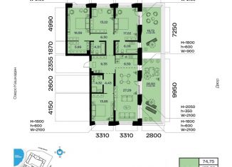 Продажа 4-комнатной квартиры, 149.22 м2, Уфа, Октябрьский район