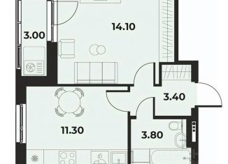 Однокомнатная квартира на продажу, 34.1 м2, Пермь, Индустриальный район