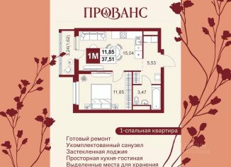Продается 1-комнатная квартира, 37.51 м2, Пенза, Первомайский район