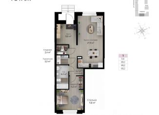 Продается 1-комнатная квартира, 69.2 м2, Пермь