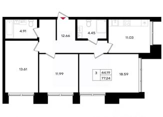 Продажа 3-ком. квартиры, 76.51 м2, Пермский край