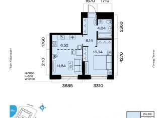 Продаю 2-ком. квартиру, 41.58 м2, Уфа, Октябрьский район