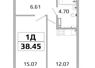 Продается однокомнатная квартира, 39.36 м2, Иркутск