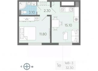 Продается однокомнатная квартира, 32.3 м2, Ленинградская область