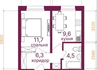 Продается однокомнатная квартира, 32.8 м2, Иркутск, микрорайон Топкинский, 70, ЖК Видный-3