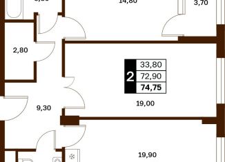 Продажа квартиры студии, 74.75 м2, Ставрополь
