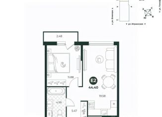 Продается двухкомнатная квартира, 44.4 м2, Тюмень