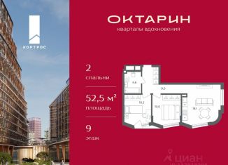 Продаю двухкомнатную квартиру, 52.5 м2, Калининград, Московский район