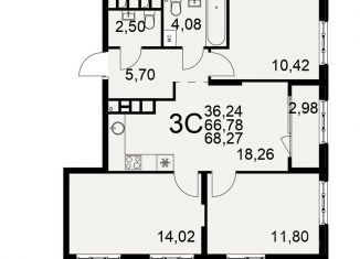 3-ком. квартира на продажу, 66.78 м2, Рязань