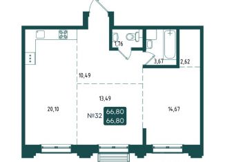 Продажа 2-комнатной квартиры, 66.8 м2, Иркутск