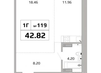 Продается 1-комнатная квартира, 42.82 м2, Иркутск, Октябрьский округ