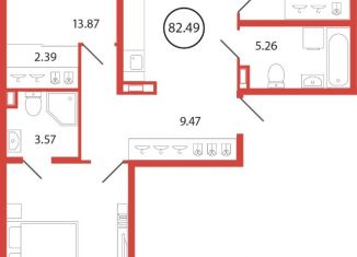 3-ком. квартира на продажу, 82.49 м2, Ленинградская область