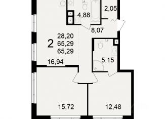 Продаю 2-ком. квартиру, 65.29 м2, Рязань
