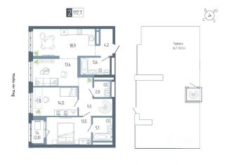 Продается 2-комнатная квартира, 117.7 м2, Уфа, Октябрьский район