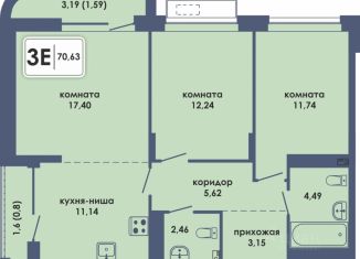 Продажа 3-ком. квартиры, 70.63 м2, Пермь