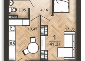 1-ком. квартира на продажу, 41.31 м2, Смоленск