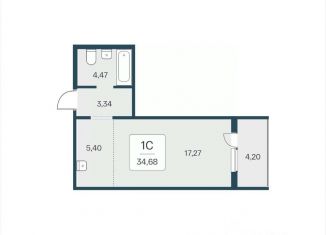 Продам квартиру студию, 34.5 м2, посёлок Озёрный