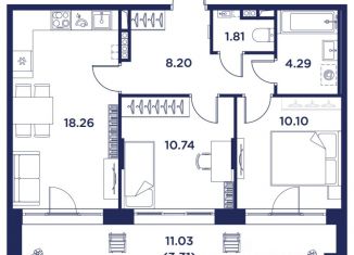 Продажа 2-ком. квартиры, 56.71 м2, Кронштадт
