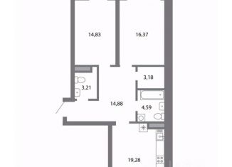 Продажа 2-ком. квартиры, 84.17 м2, Рязанская область