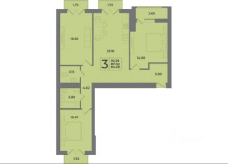 Продажа 3-ком. квартиры, 92.29 м2, Калининград