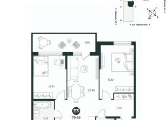 Продам трехкомнатную квартиру, 79.45 м2, Тюмень, Ленинский округ