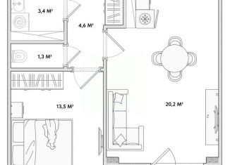 Продам 1-комнатную квартиру, 43 м2, Орёл, Раздольная улица, 29, Северный район