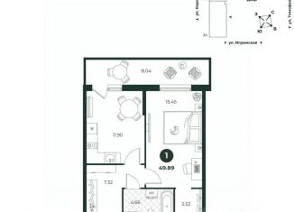 Продаю 1-комнатную квартиру, 49.89 м2, Тюмень, Ленинский округ