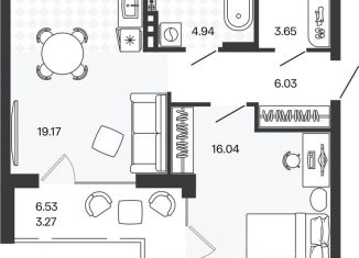 Продается 1-комнатная квартира, 53.08 м2, поселок Заозерье
