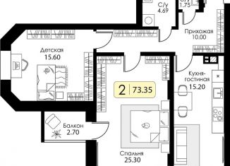 3-комнатная квартира на продажу, 73.35 м2, Тверь