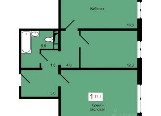 Продается 1-ком. квартира, 71.1 м2, Красноярск, Кировский район