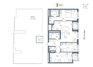 Продам 3-ком. квартиру, 148.2 м2, Уфа, Октябрьский район