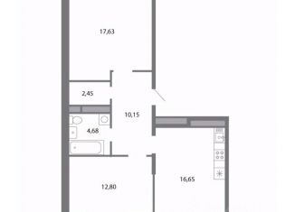 Продается двухкомнатная квартира, 71.48 м2, Рязань