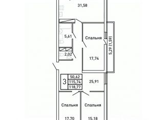 Продажа 3-комнатной квартиры, 118.5 м2, Самара, Московское шоссе, 9, Ленинский район